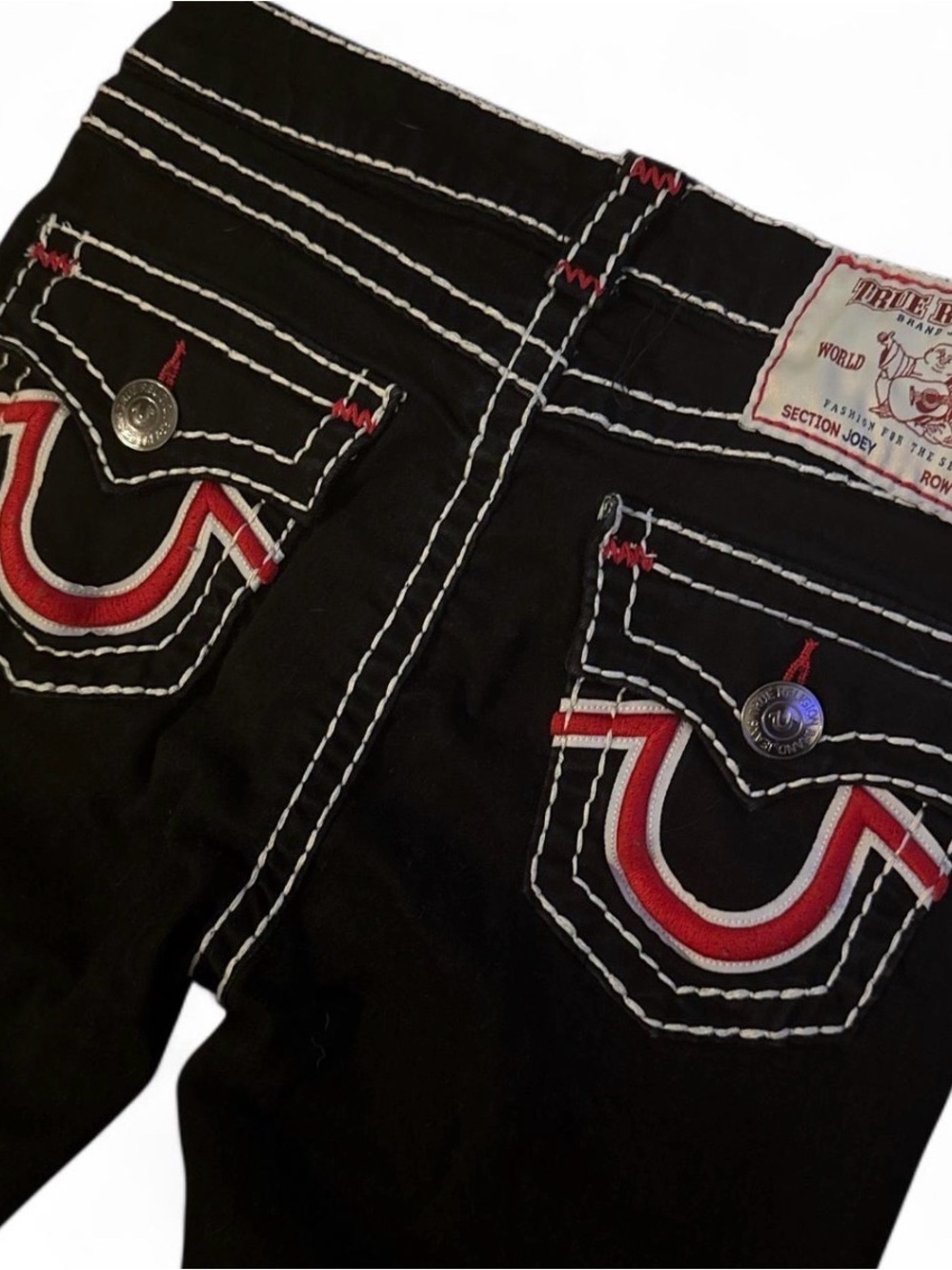 True Religion Black Flared Jeans with Contrast Stitching - Picture 4 of 5